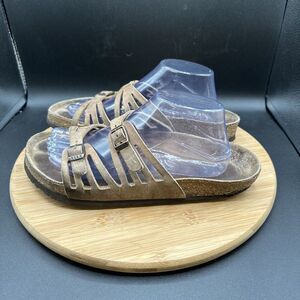 Birkenstock Granada Nubuck Leather Brown Two-Strap Sandals Womens Size 10